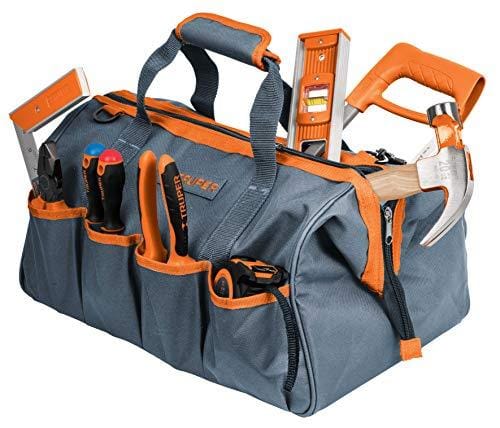 Truper Wide Mouth Tool Bag and Organizer for Home, Workshop, or Job Site, Non-slip Bottom with Pockets, Padded Handle, Adjustable Shoulder Strap- 20 Truper Wide Mouth Tool Bag and Organizer for Home, Workshop, or Job Site, Non-slip Bottom with Pockets, Padded Handle, Adjustable Shoulder Strap- 20